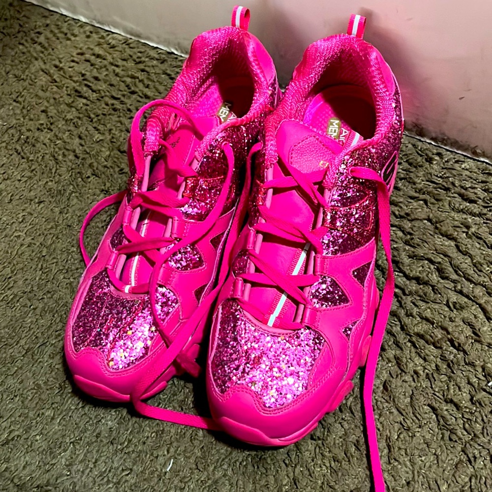 Skechers Women's Bright Pink Glitter Sneakers